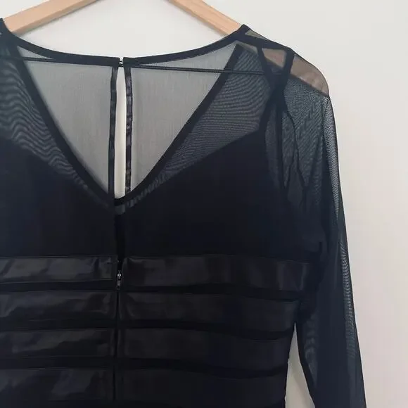 Vintage Dressbarn Women's Black Ribbed 90s Goth V-neck Corset Style Blouse sz 10 - Picture 8 of 13